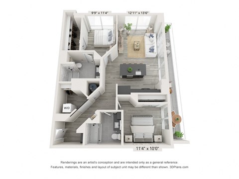 a 1 bedroom floor plan with a bathroom and a living room
